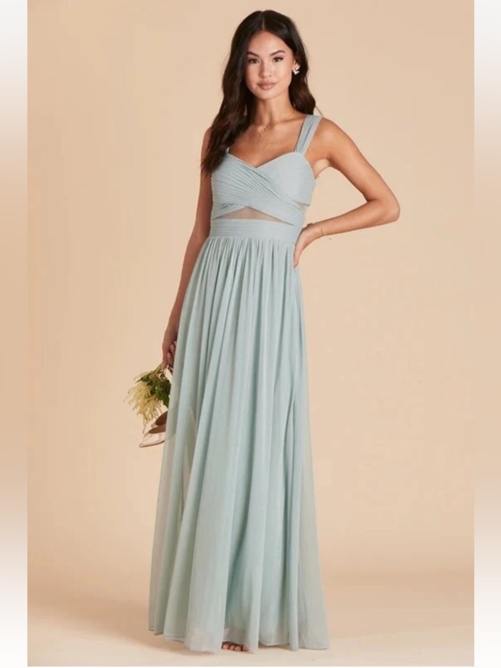 NWT Birdy Grey Elyse Dress in Sage Size XS NEW Mesh Cutout Details Flowy Pleated